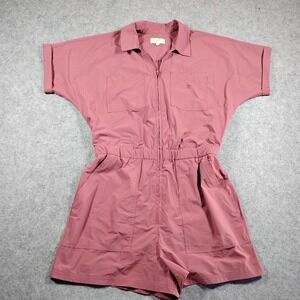 Roark Rapids Romper Womens Medium Dusty Rose Pink Nylon Zip Front Utility WRU007